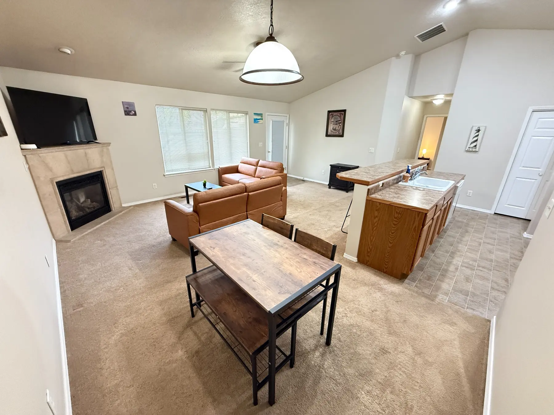 Dining and living area at Dora Drive Bright Stay